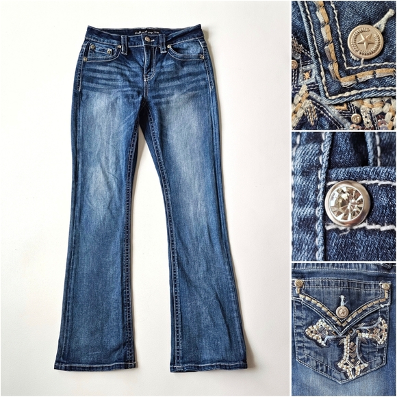 Stella In Dreams Denim - Stella in Dreams Bootcut Jeans 11/30 Mid Rise Embellished Western Y2K Bling